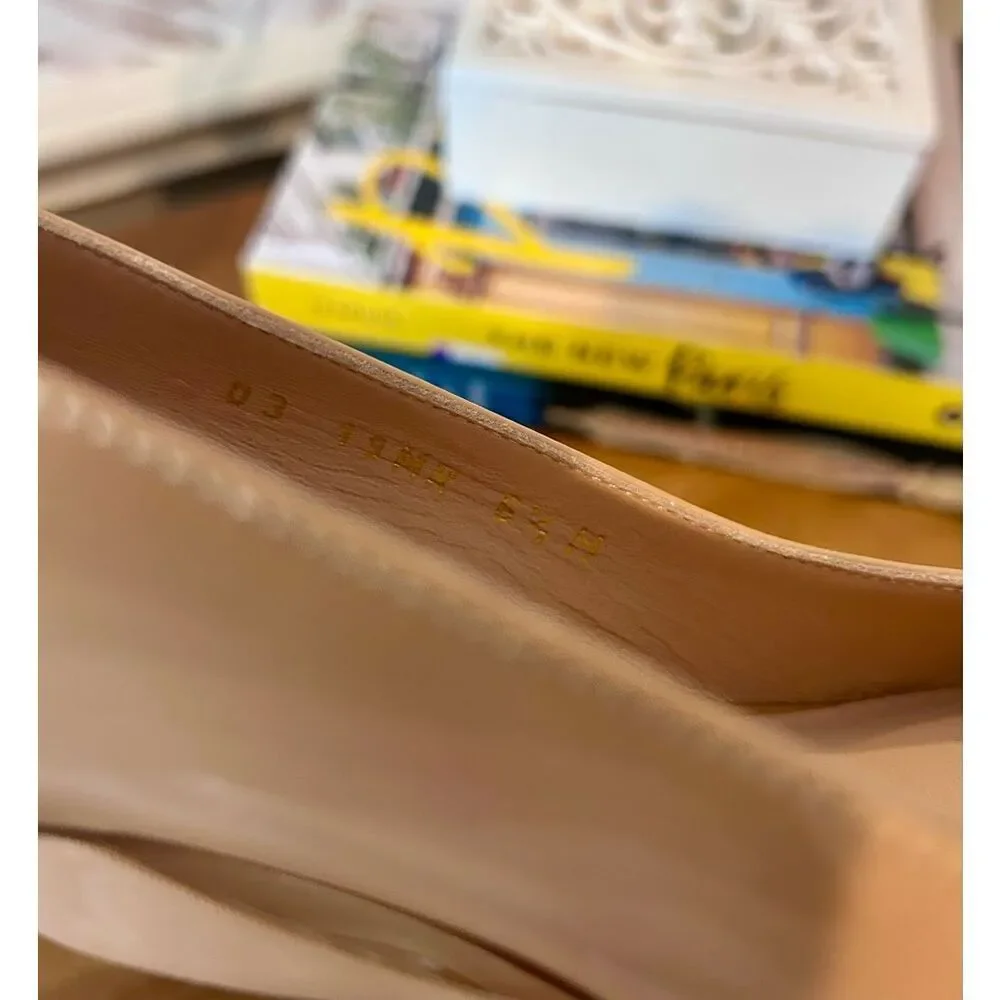 Stuart Weitzman Leigh 70 Patent Leather Adobe Pumps in Nude Size 6.5 - Picture 5 of 9